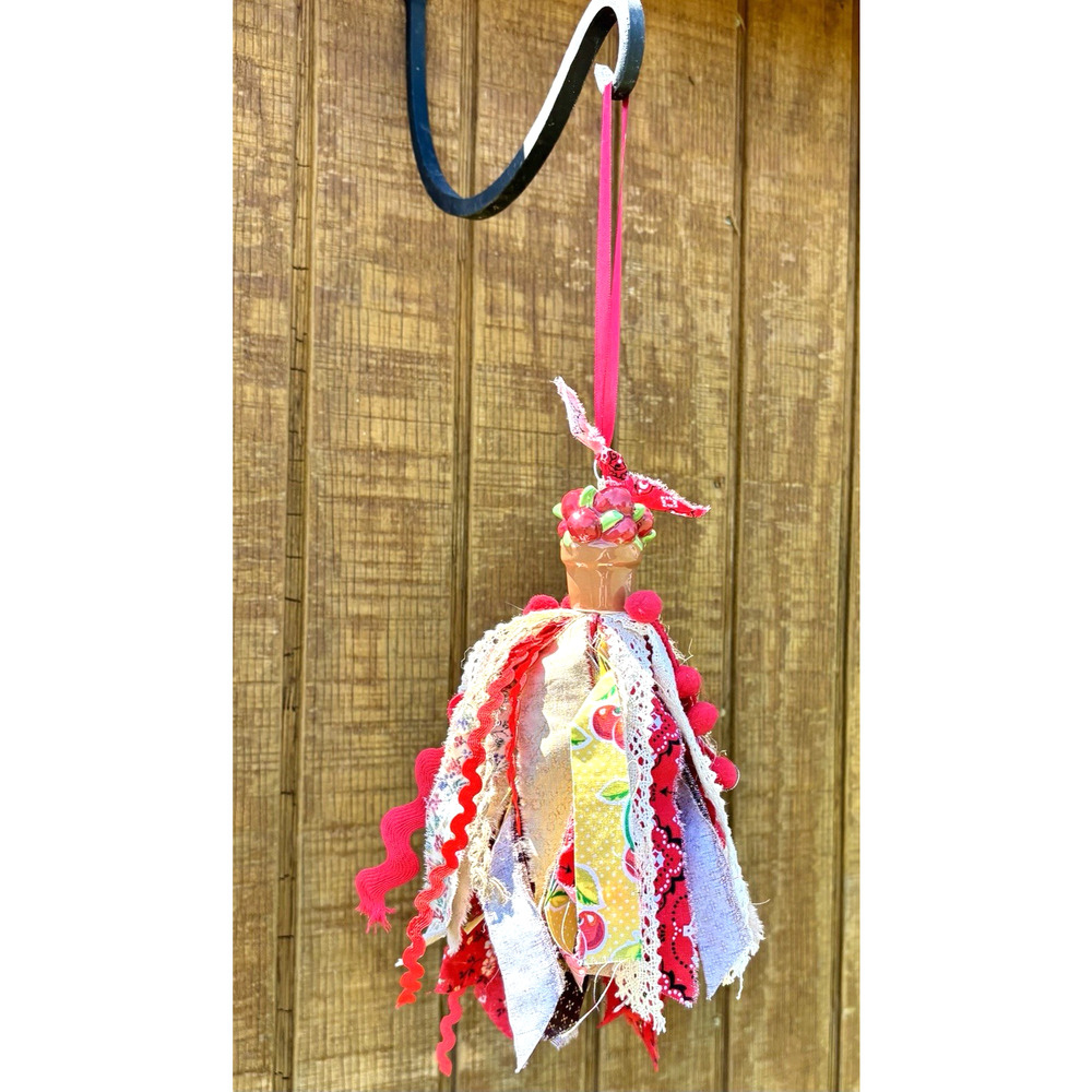 Handmade Apple Basket Salt Shaker Tassel Ornament Cottagecore Farmhouse Gift